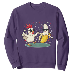 Funny Banana Chicken Dance Sweatshirt Chaos Dance Meme Graphic TS12 Purple Print Your Wear