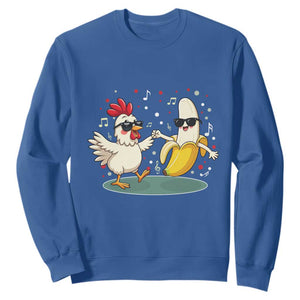 Funny Banana Chicken Dance Sweatshirt Chaos Dance Meme Graphic TS12 Royal Blue Print Your Wear