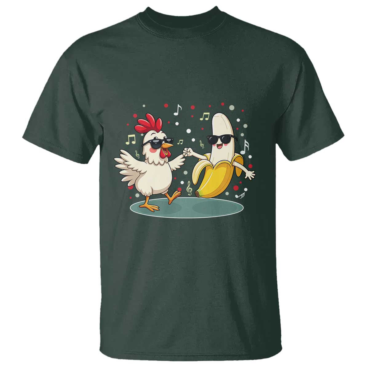 Funny Banana Chicken Dance T Shirt Chaos Dance Meme Graphic TS12 Dark Forest Green Print Your Wear