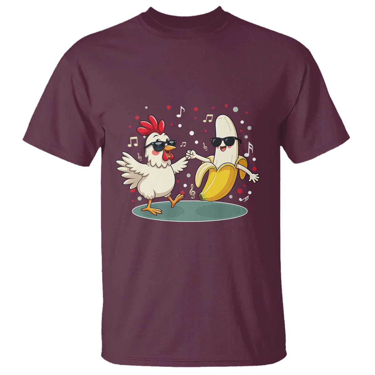 Funny Banana Chicken Dance T Shirt Chaos Dance Meme Graphic TS12 Maroon Print Your Wear