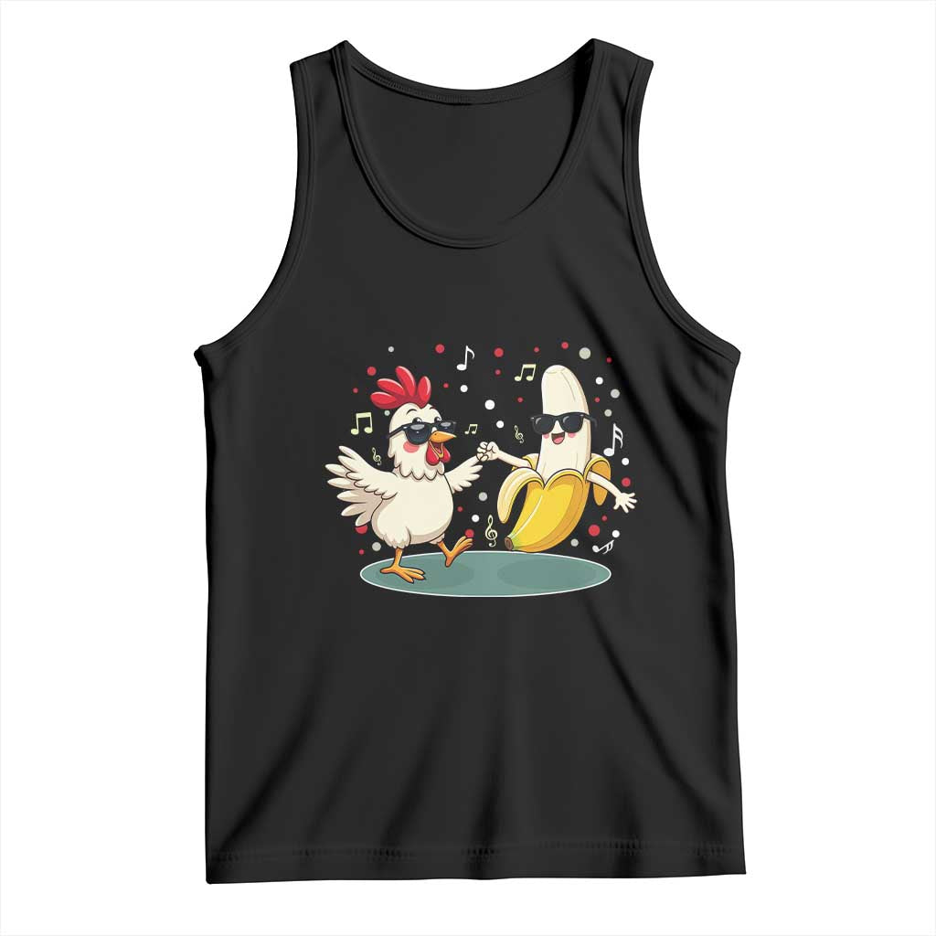 Funny Banana Chicken Dance Tank Top Chaos Dance Meme Graphic TS12 Black Print Your Wear