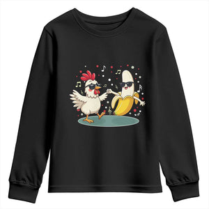 Funny Banana Chicken Dance Youth Sweatshirt Chaos Dance Meme Graphic TS12 Black Print Your Wear