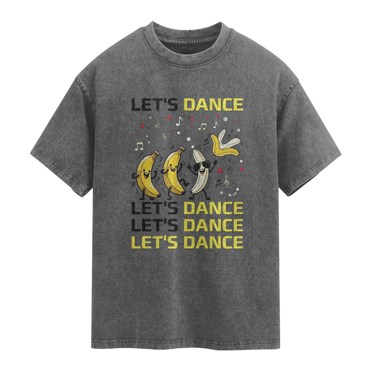 Funny Dancing Banana Washed Cotton T-Shirt Lets Dance Silly Meme Graphic