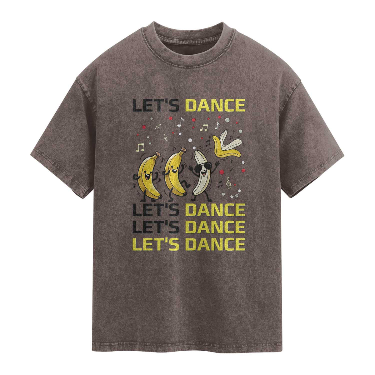 Funny Dancing Banana Washed Cotton T-Shirt Lets Dance Silly Meme Graphic