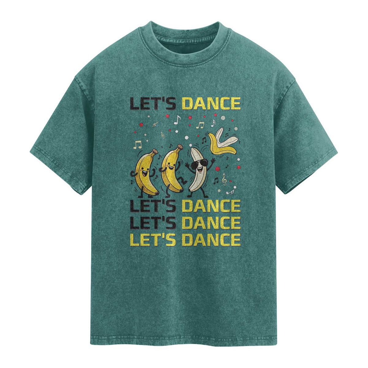 Funny Dancing Banana Washed Cotton T-Shirt Lets Dance Silly Meme Graphic