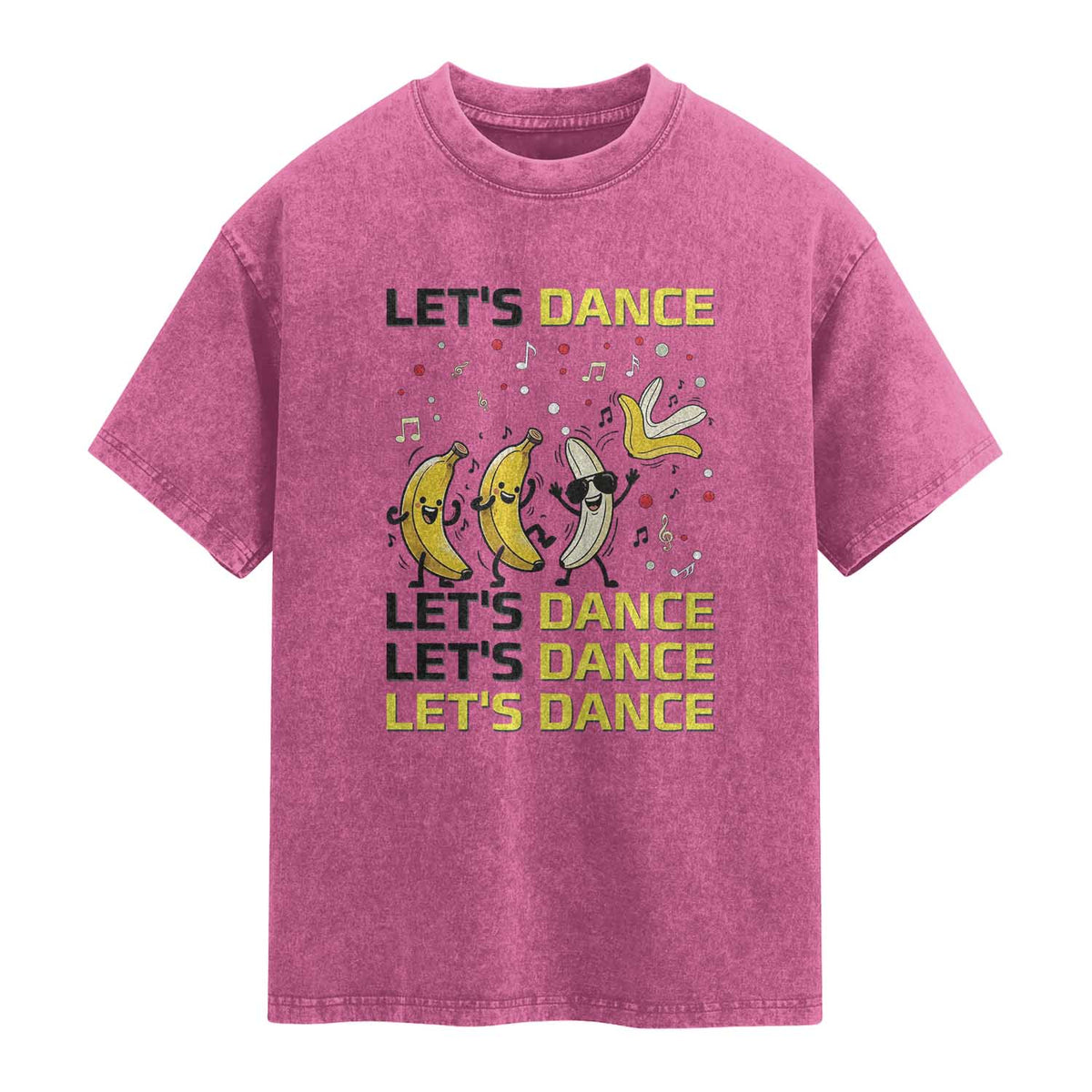 Funny Dancing Banana Washed Cotton T-Shirt Lets Dance Silly Meme Graphic
