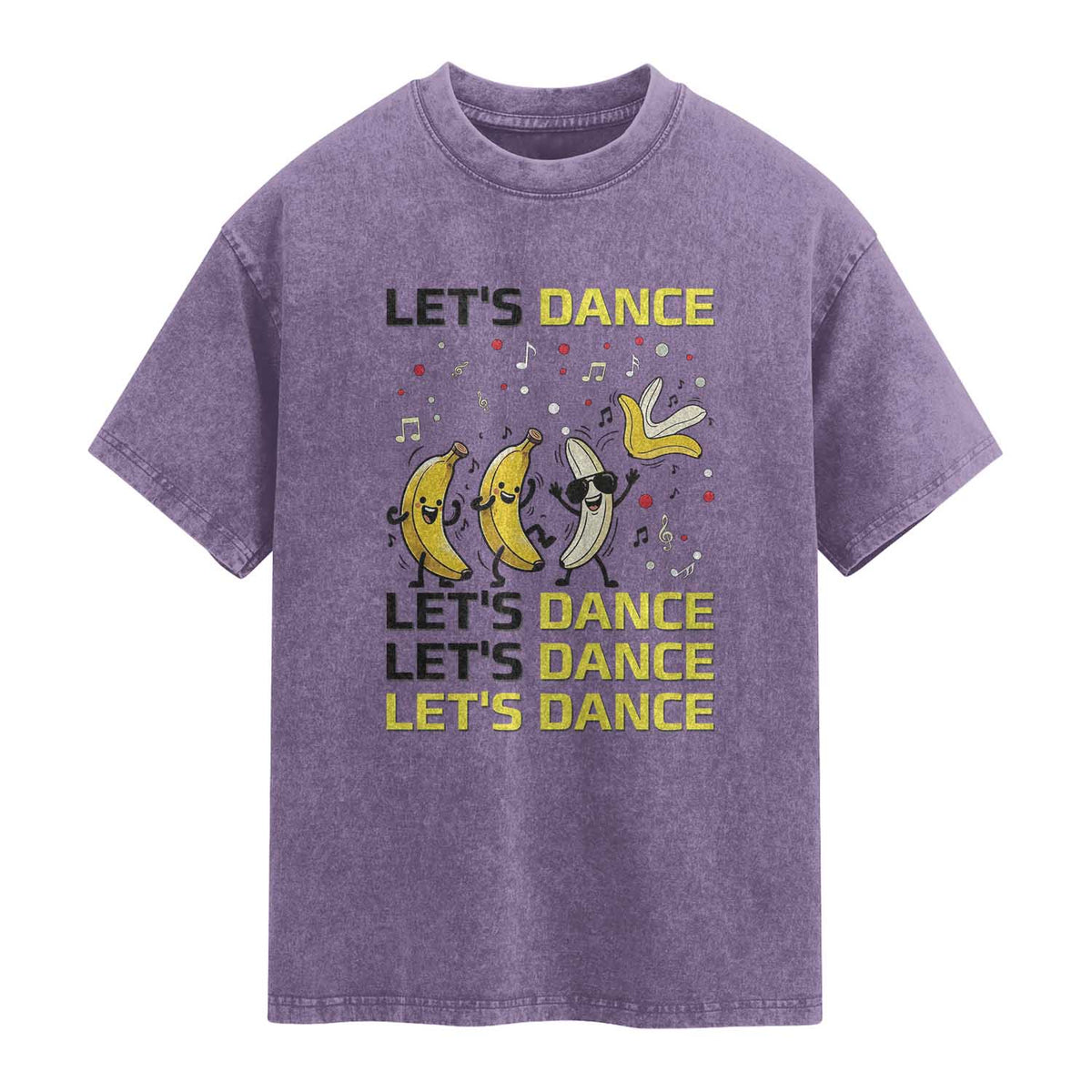 Funny Dancing Banana Washed Cotton T-Shirt Lets Dance Silly Meme Graphic