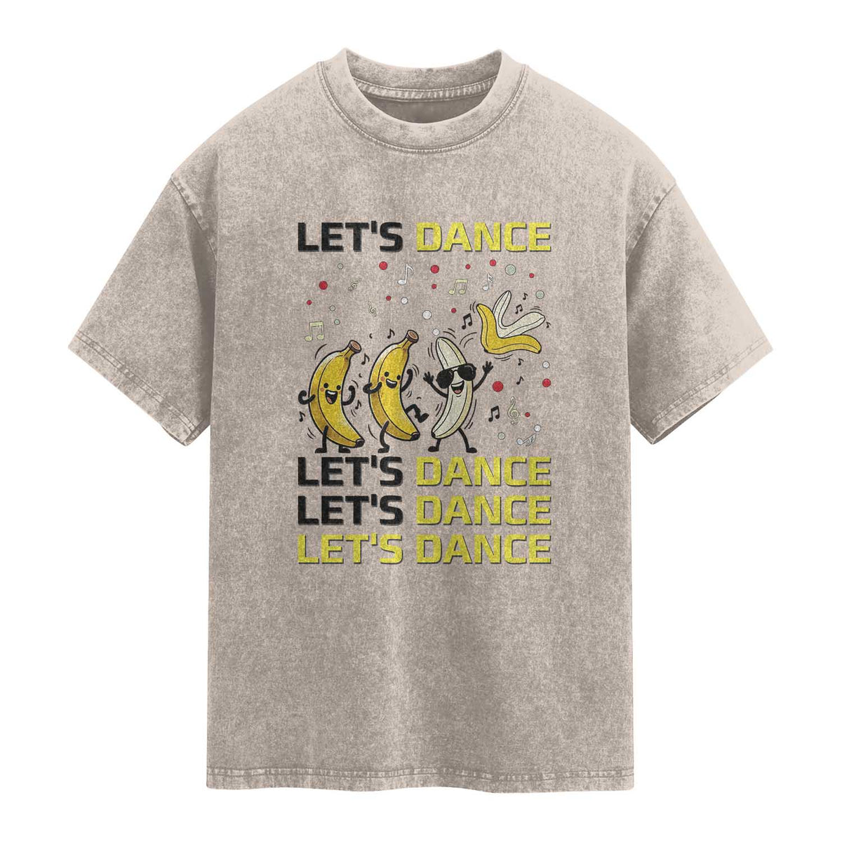 Funny Dancing Banana Washed Cotton T-Shirt Lets Dance Silly Meme Graphic
