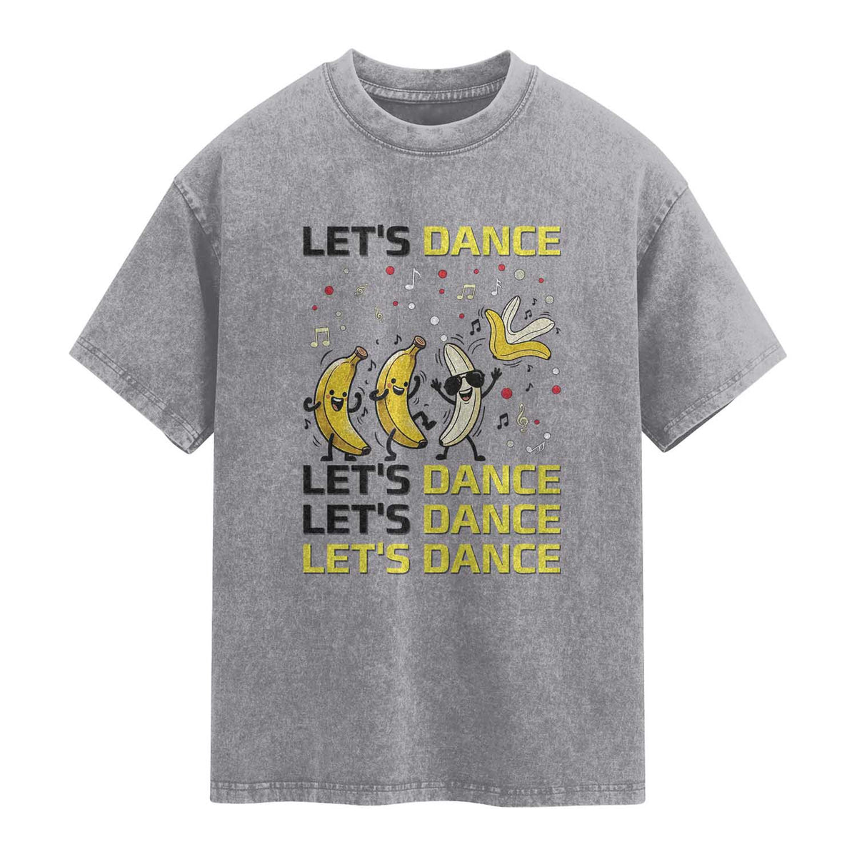 Funny Dancing Banana Washed Cotton T-Shirt Lets Dance Silly Meme Graphic