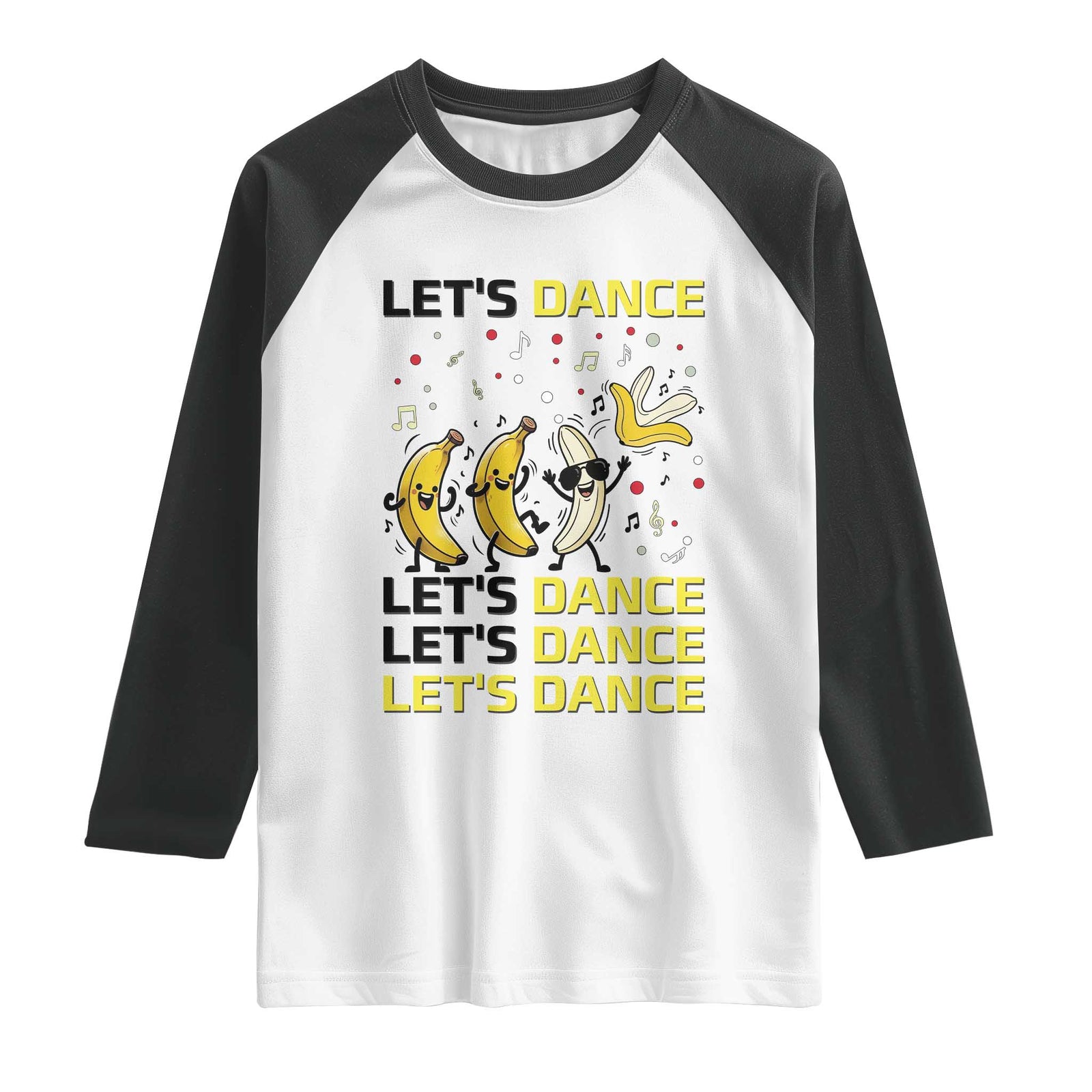 Funny Dancing Banana Raglan Shirt Lets Dance Silly Meme Graphic TS12 White Black Print Your Wear