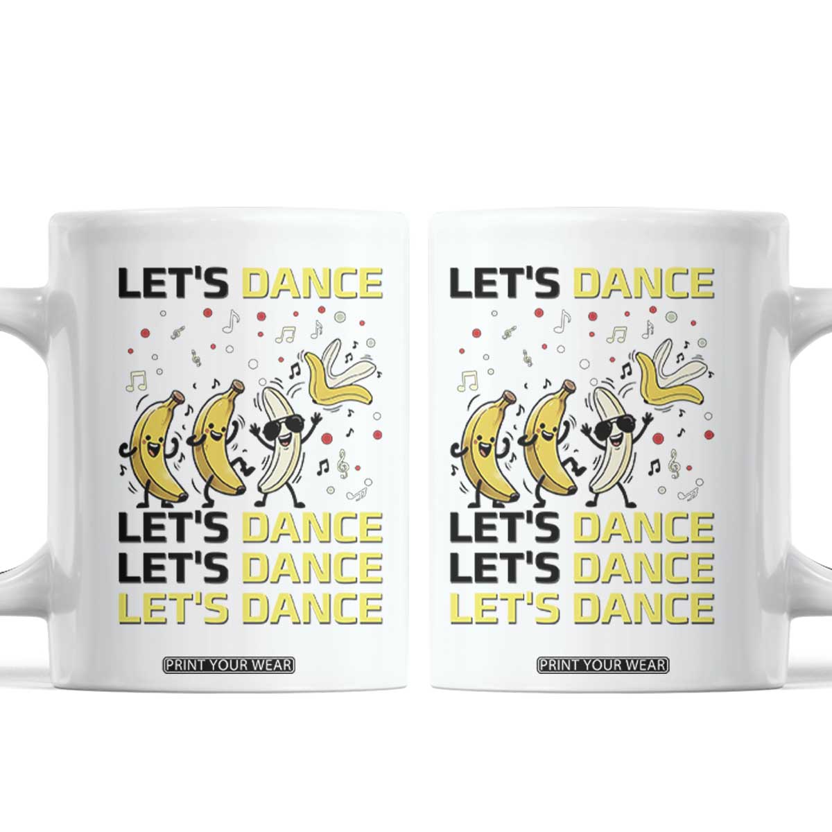 Funny Dancing Banana Coffee Mug Lets Dance Silly Meme Graphic TS12 White Print Your Wear
