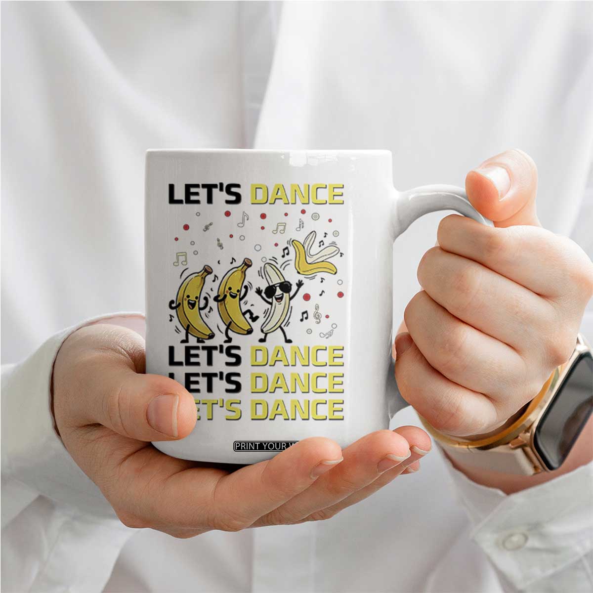 Funny Dancing Banana Coffee Mug Lets Dance Silly Meme Graphic TS12 Print Your Wear