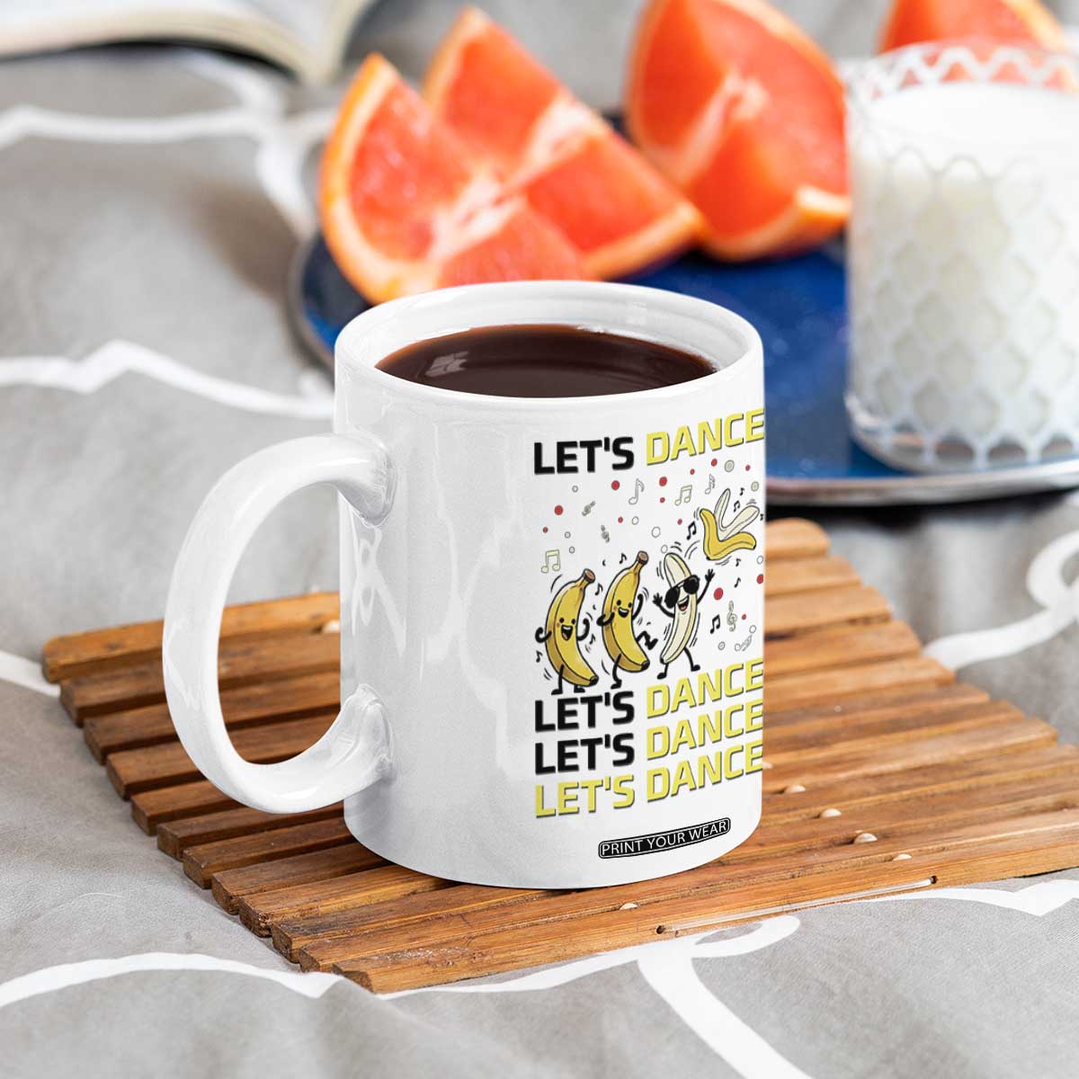 Funny Dancing Banana Coffee Mug Lets Dance Silly Meme Graphic TS12 Print Your Wear