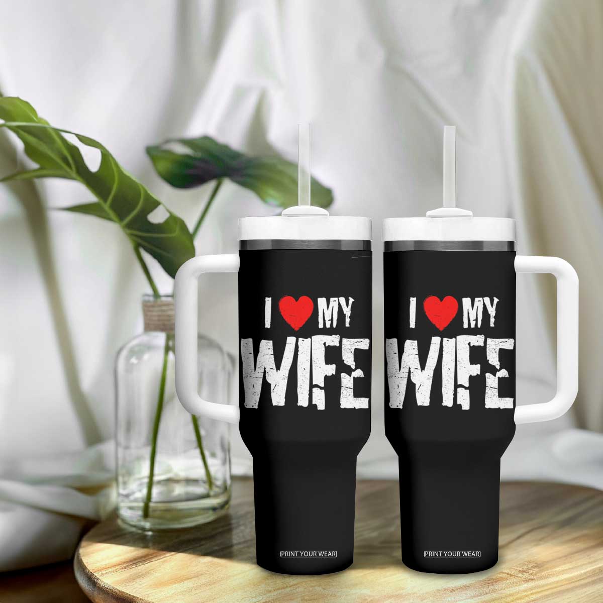 Funny Husband Gift Tumbler With Handle I Love My Wife TS12 Print Your Wear