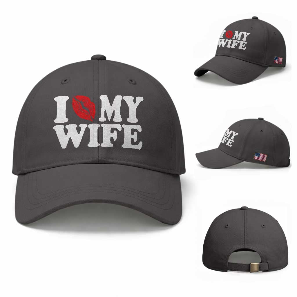 Funny Marriage Gift Baseball Cap I Love My Wife TS12 Baseball Cap Universal Fit Dark Gray Print Your Wear