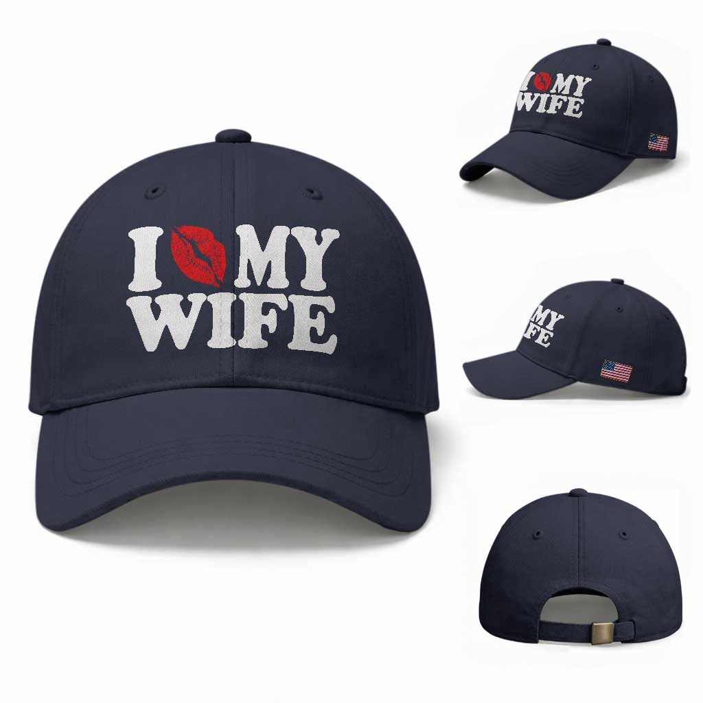Funny Marriage Gift Baseball Cap I Love My Wife TS12 Baseball Cap Universal Fit Navy Print Your Wear