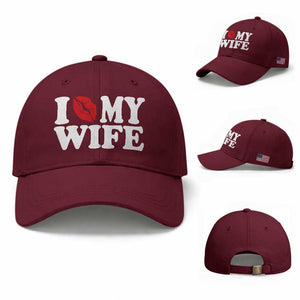Funny Marriage Gift Baseball Cap I Love My Wife TS12 Baseball Cap Universal Fit Maroon Print Your Wear