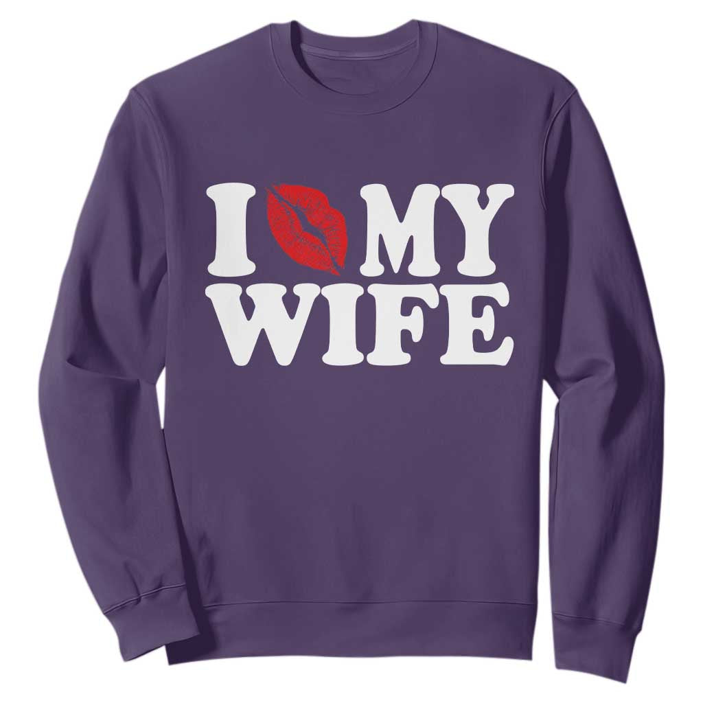Funny Marriage Gift Sweatshirt I Love My Wife TS12 Purple Print Your Wear