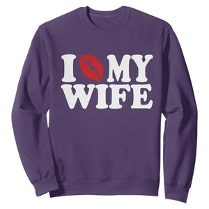 Funny Marriage Gift Sweatshirt I Love My Wife TS12 Purple Print Your Wear