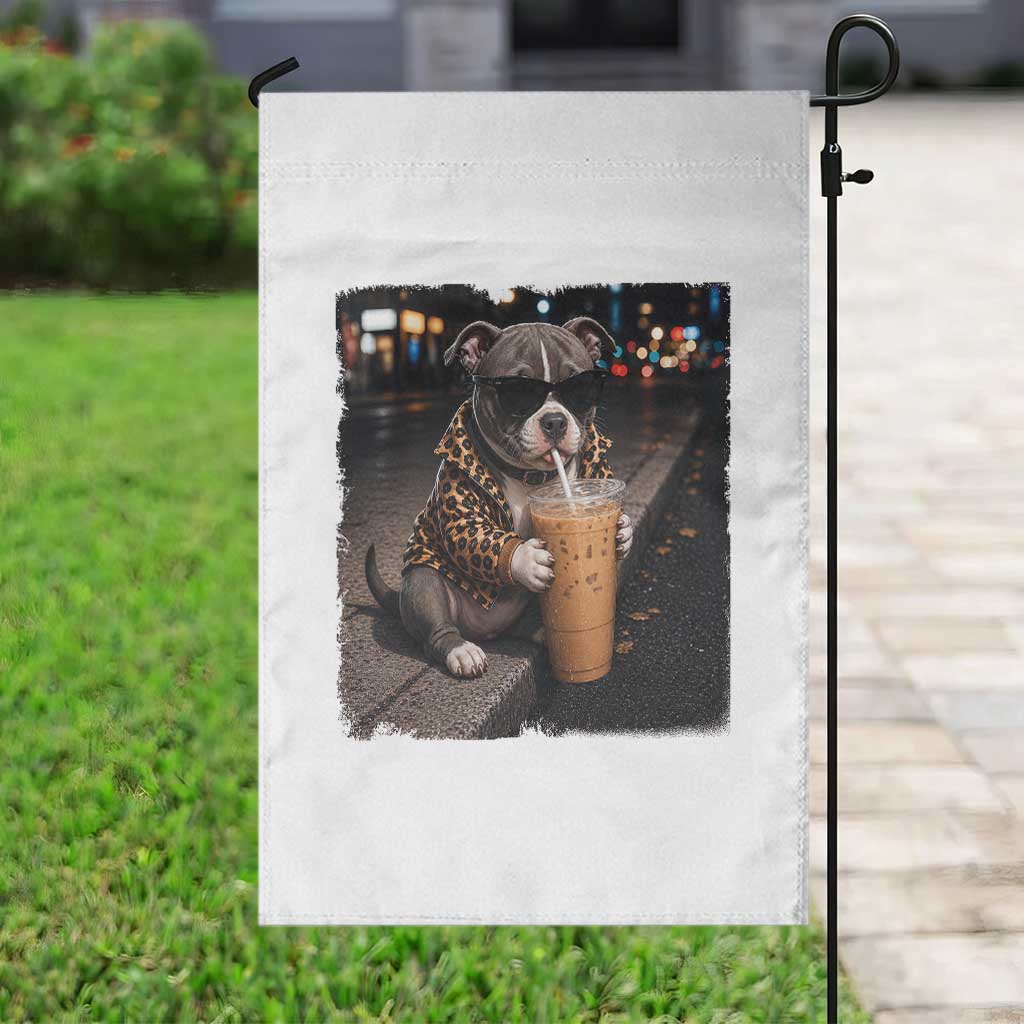 Funny Pitbull Drinking Coffee Garden Flag Dog Meme Caffeine Graphic TS12 Print Your Wear