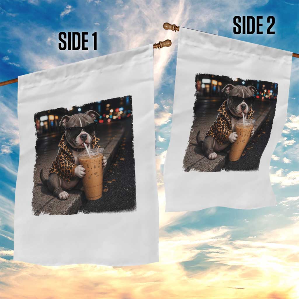 Funny Pitbull Drinking Coffee Garden Flag Dog Meme Caffeine Graphic TS12 Print Your Wear