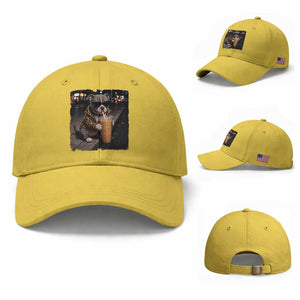 Funny Pitbull Drinking Coffee Baseball Cap Dog Meme Caffeine Graphic TS12 Baseball Cap Universal Fit Yellow Print Your Wear