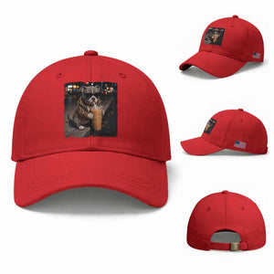 Funny Pitbull Drinking Coffee Baseball Cap Dog Meme Caffeine Graphic TS12 Baseball Cap Universal Fit Red Print Your Wear