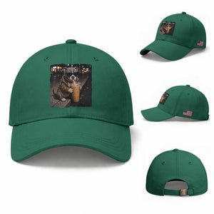 Funny Pitbull Drinking Coffee Baseball Cap Dog Meme Caffeine Graphic TS12 Baseball Cap Universal Fit Irish Green Print Your Wear
