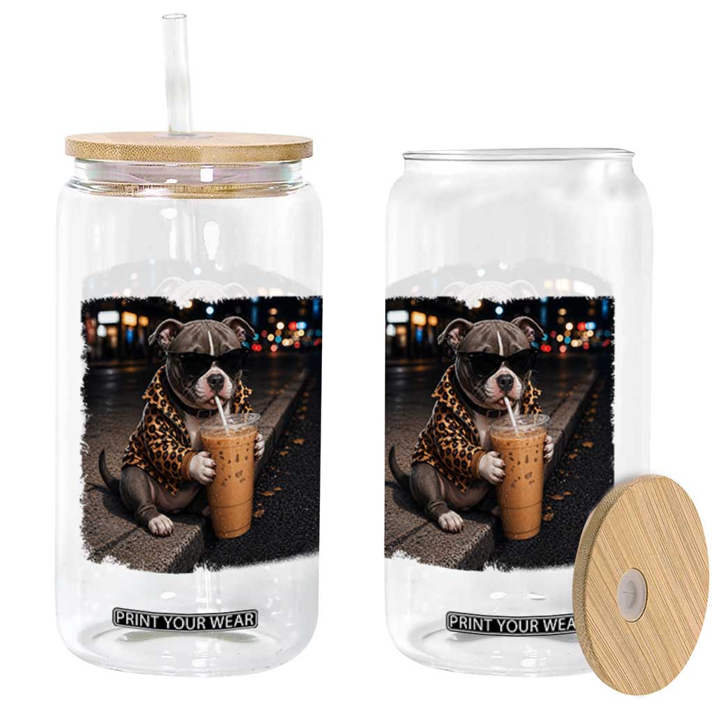 Funny Pitbull Drinking Coffee Glass Can Dog Meme Caffeine Graphic TS12 Print Your Wear