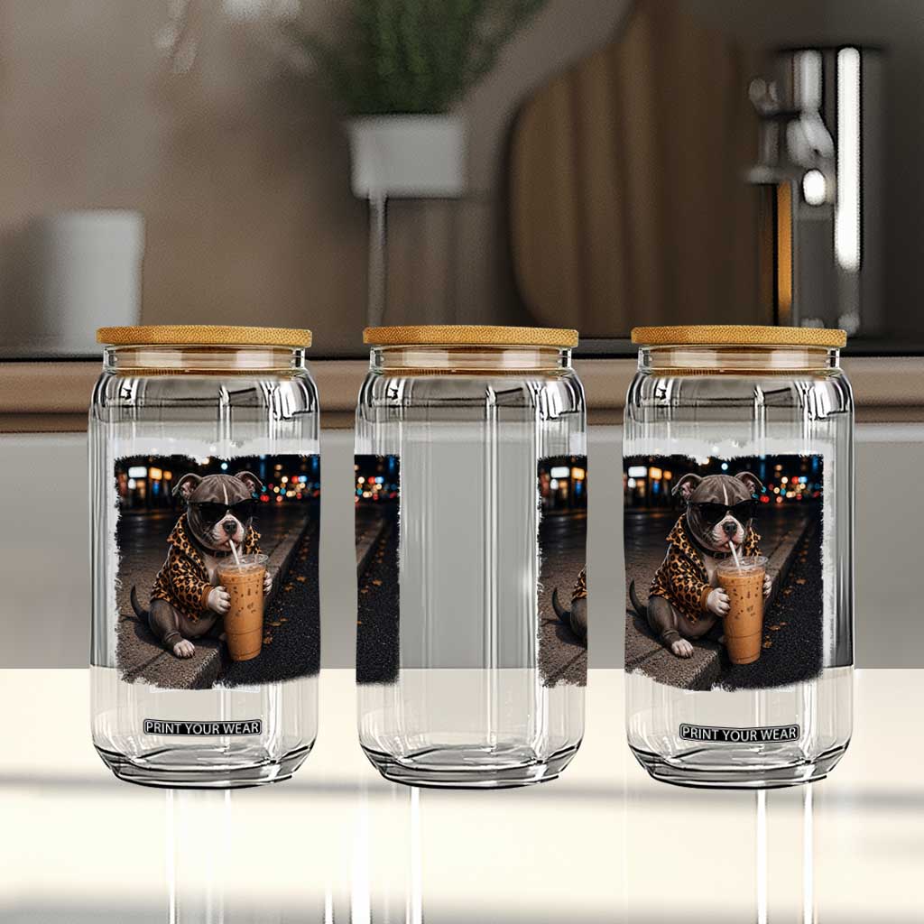 Funny Pitbull Drinking Coffee Glass Can Dog Meme Caffeine Graphic TS12 Print Your Wear