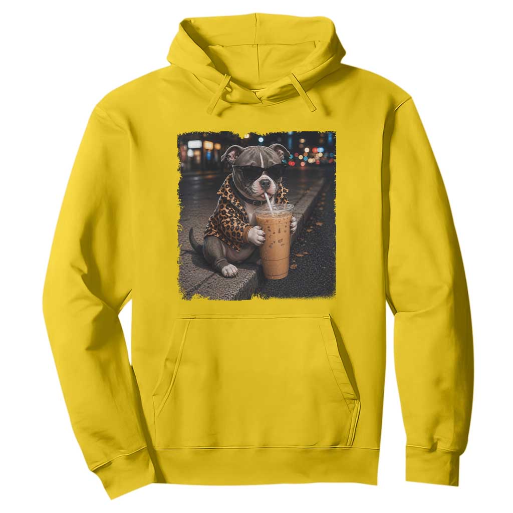 Funny Pitbull Drinking Coffee Hoodie Dog Meme Caffeine Graphic TS12 Daisy Print Your Wear