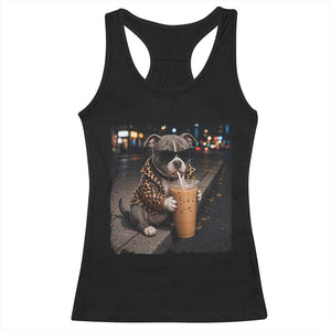 Funny Pitbull Drinking Coffee Racerback Tank Top Dog Meme Caffeine Graphic TS12 Black Print Your Wear