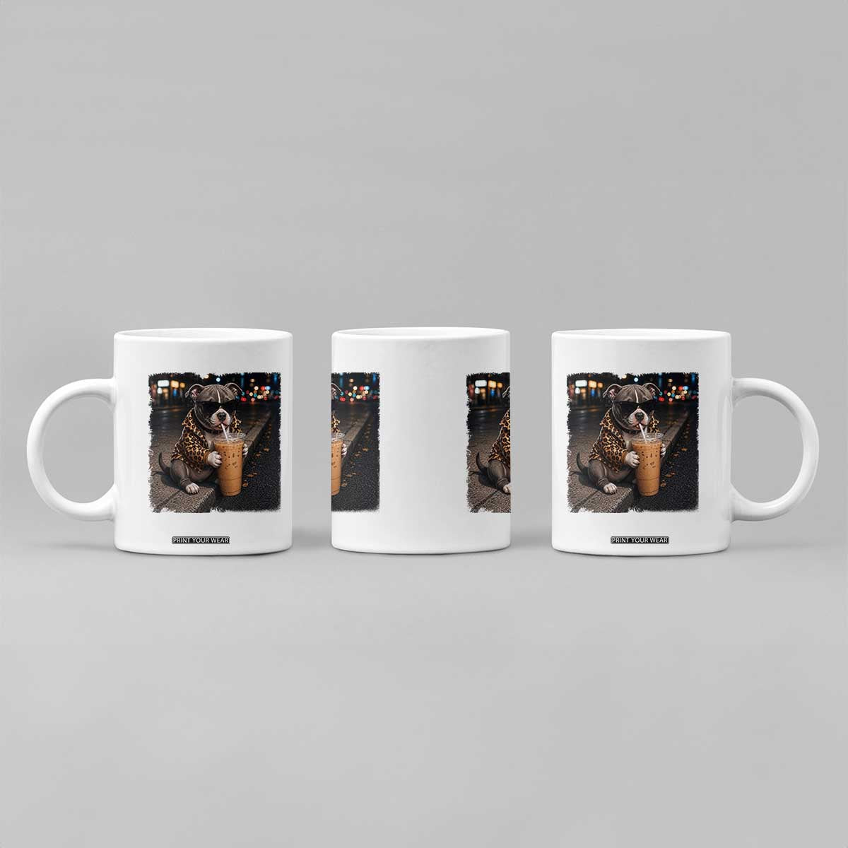 Funny Pitbull Drinking Coffee Coffee Mug Dog Meme Caffeine Graphic TS12 Print Your Wear