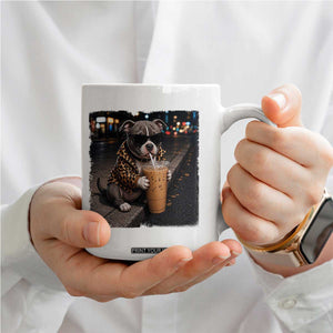 Funny Pitbull Drinking Coffee Coffee Mug Dog Meme Caffeine Graphic TS12 Print Your Wear