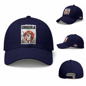 Corgizilla Giant Baseball Cap Funny Corgi Monster Roaring Tokyo Japan TS12 Baseball Cap Universal Fit Dark Blue Print Your Wear