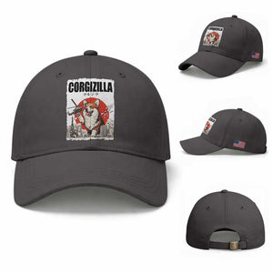 Corgizilla Giant Baseball Cap Funny Corgi Monster Roaring Tokyo Japan TS12 Baseball Cap Universal Fit Dark Gray Print Your Wear