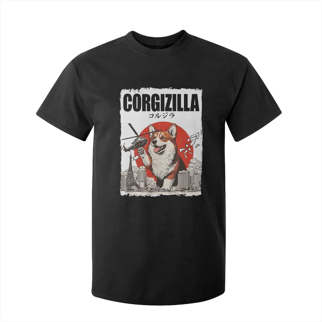 Corgizilla Giant T Shirt For Kid Funny Corgi Monster Roaring Tokyo Japan TS12 Black Print Your Wear