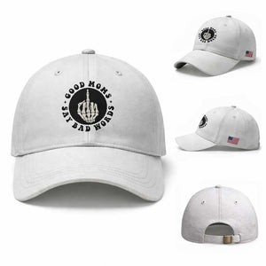 Funny Skeleton Mom Quote Baseball Cap Good Moms Say Bad Words TS12 Baseball Cap Universal Fit White Print Your Wear