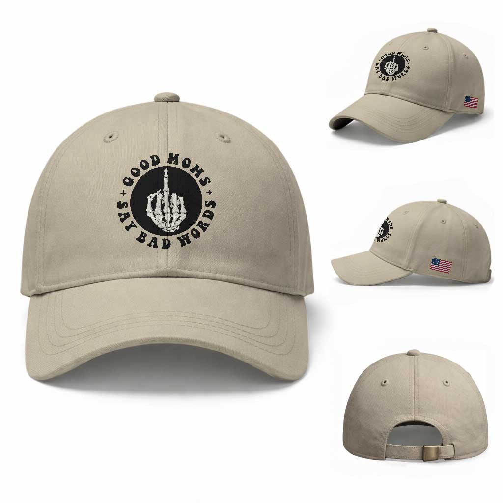 Funny Skeleton Mom Quote Baseball Cap Good Moms Say Bad Words TS12 Baseball Cap Universal Fit Beige Print Your Wear