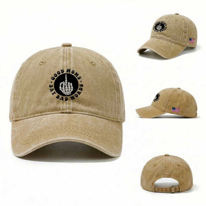 Funny Skeleton Mom Quote Washed Cotton Baseball Cap Good Moms Say Bad Words TS12 Washed Cap Universal Fit Khaki Print Your Wear