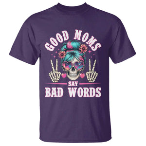 Skeleton Messy Bun Mom T Shirt Good Moms Say Bad Words TS12 Purple Print Your Wear