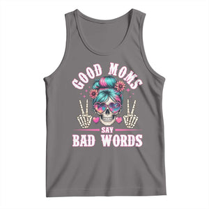 Skeleton Messy Bun Mom Tank Top Good Moms Say Bad Words TS12 Deep Heather Print Your Wear