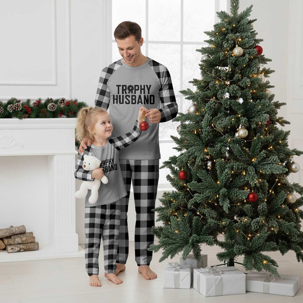 Funny Trophy Husband Plaid Pajama Set Sarcastic Marriage Quote TS12 White Plaid Print Your Wear
