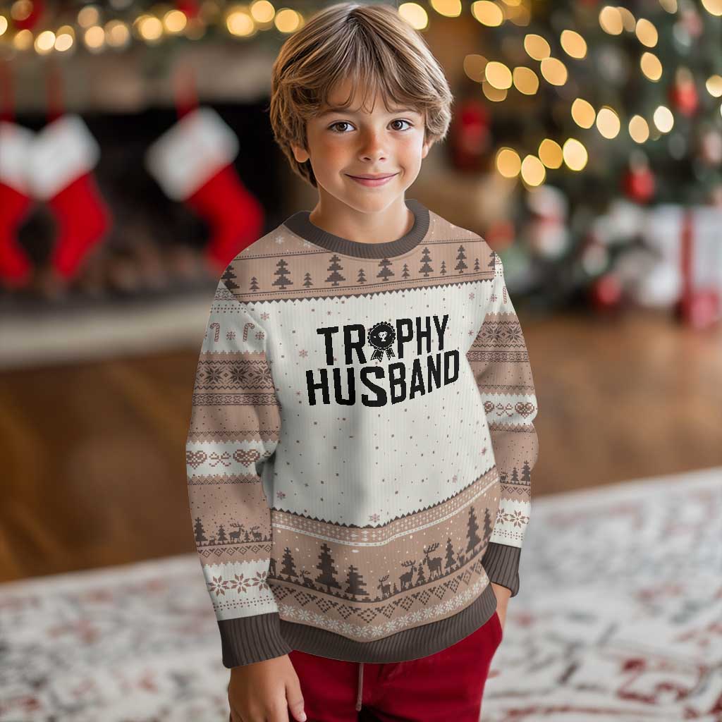 Funny Trophy Husband Ugly Christmas Sweater Sarcastic Marriage Quote TS12 Mocha Mousse Print Your Wear