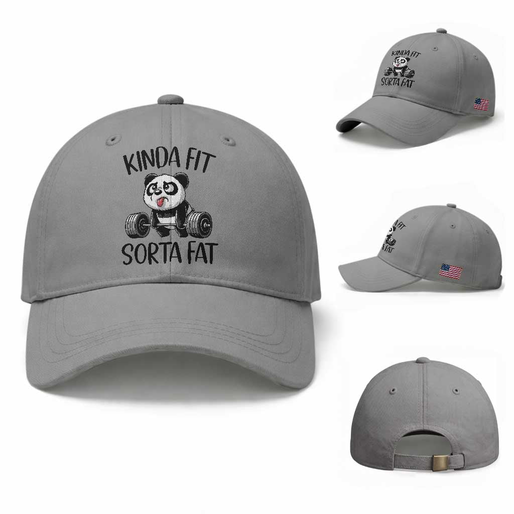 Funny Gym Panda Lover Baseball Cap Kinda Fit Sorta Fat TS12 Baseball Cap Universal Fit Sport Gray Print Your Wear