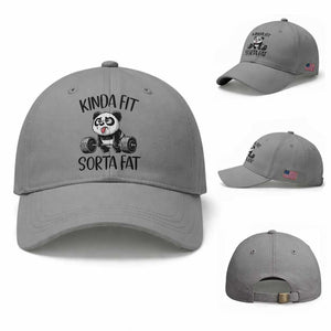 Funny Gym Panda Lover Baseball Cap Kinda Fit Sorta Fat TS12 Baseball Cap Universal Fit Sport Gray Print Your Wear