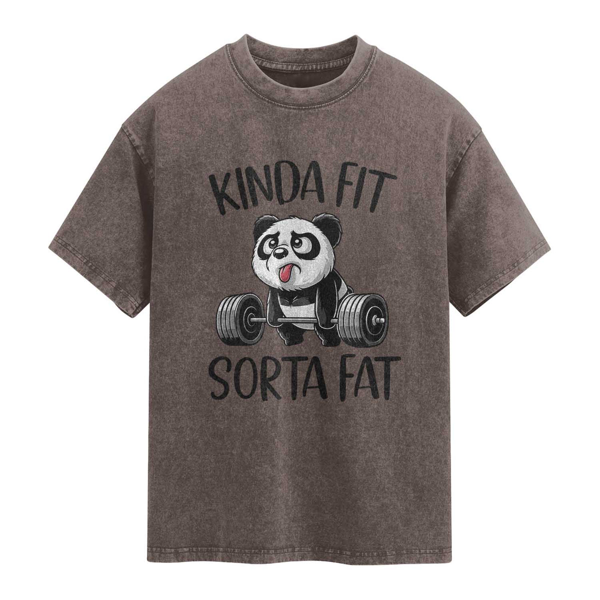 Funny Gym Panda Lover Washed Cotton T-Shirt Kinda Fit Sorta Fat