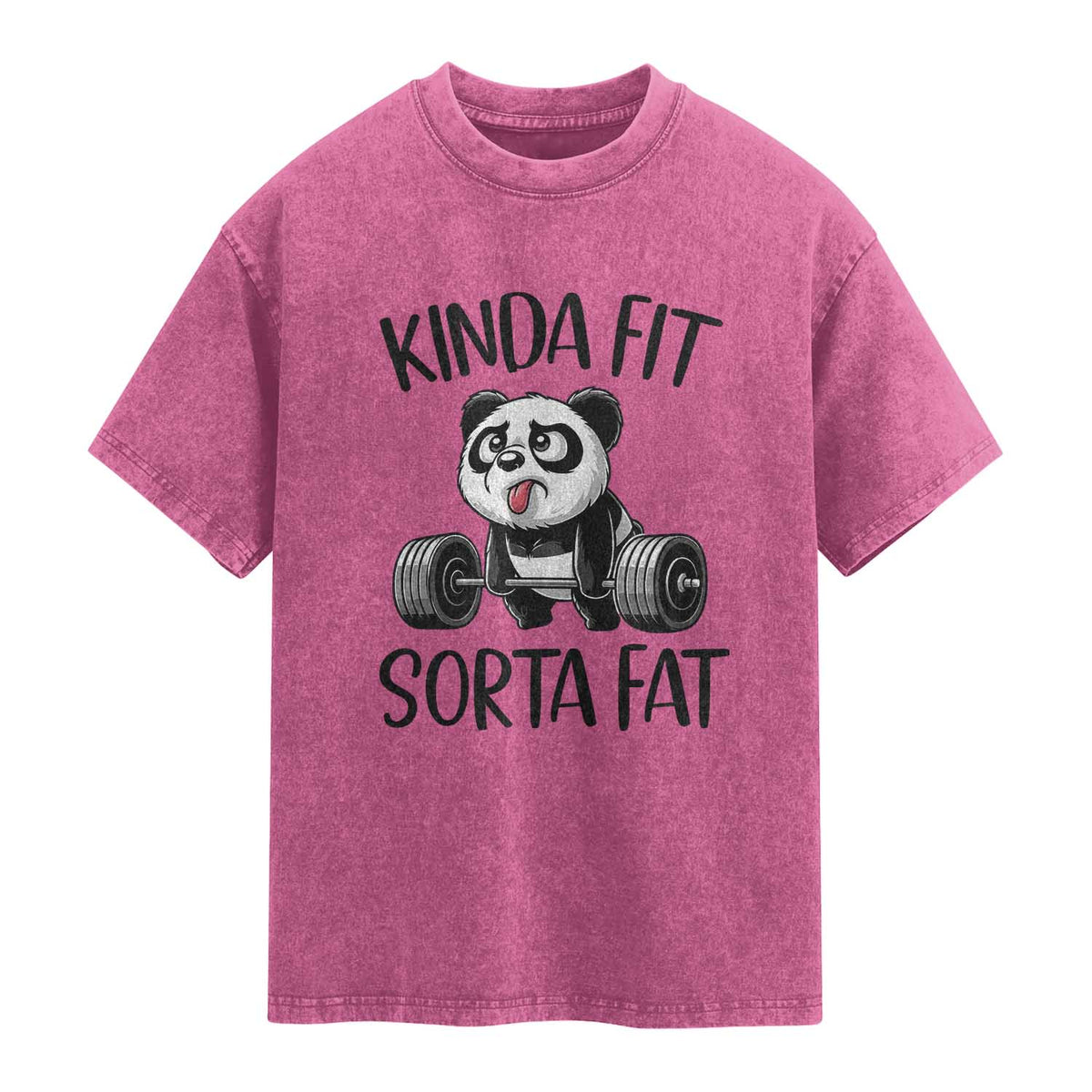 Funny Gym Panda Lover Washed Cotton T-Shirt Kinda Fit Sorta Fat