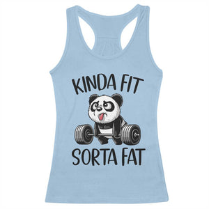 Funny Gym Panda Lover Racerback Tank Top Kinda Fit Sorta Fat TS12 Light Blue Print Your Wear