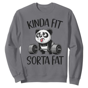 Funny Gym Panda Lover Sweatshirt Kinda Fit Sorta Fat TS12 Charcoal Print Your Wear